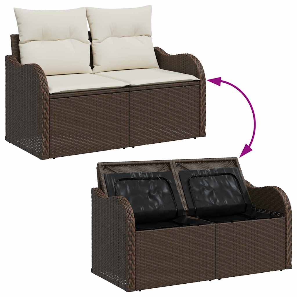vidaXL Zestaw Sof na Ogród z poduszką 8 pcs Brązowy i Kremowy