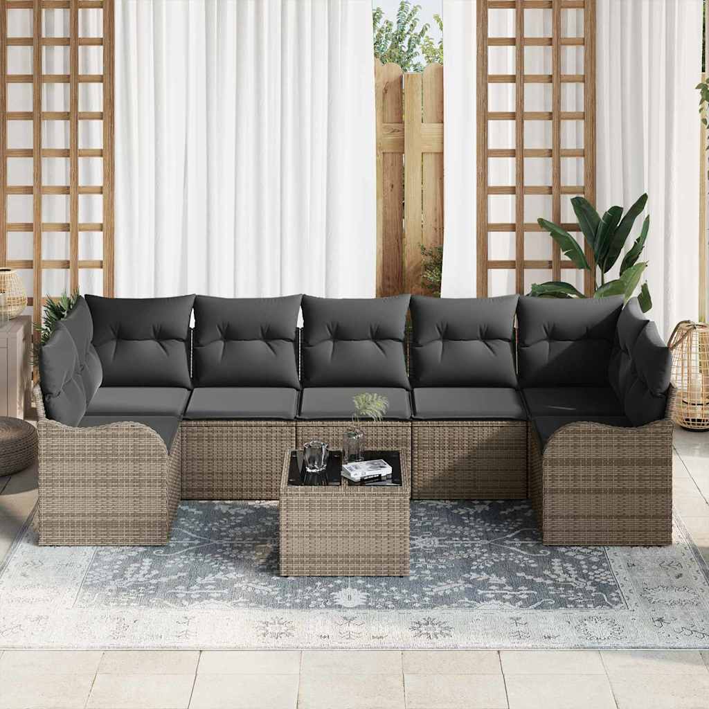 vidaXL Zestaw Sof na Ogród z poduszką z przechowywaniem 8 pcs Szary