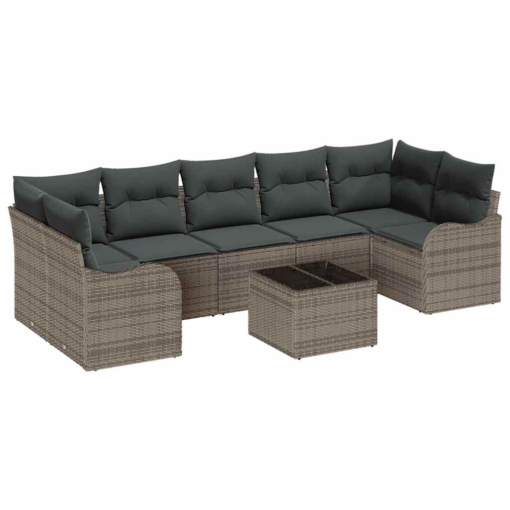 vidaXL Zestaw Sof na Ogród z poduszką z przechowywaniem 8 pcs Szary