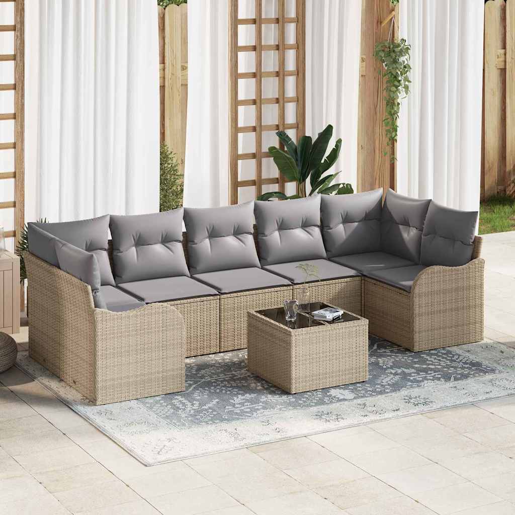 vidaXL Zestaw Sof na Ogród z poduszką z poduszką 8 pcs Beżowy i szary