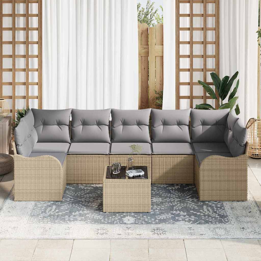 vidaXL Zestaw Sof na Ogród z poduszką z poduszką 8 pcs Beżowy i szary