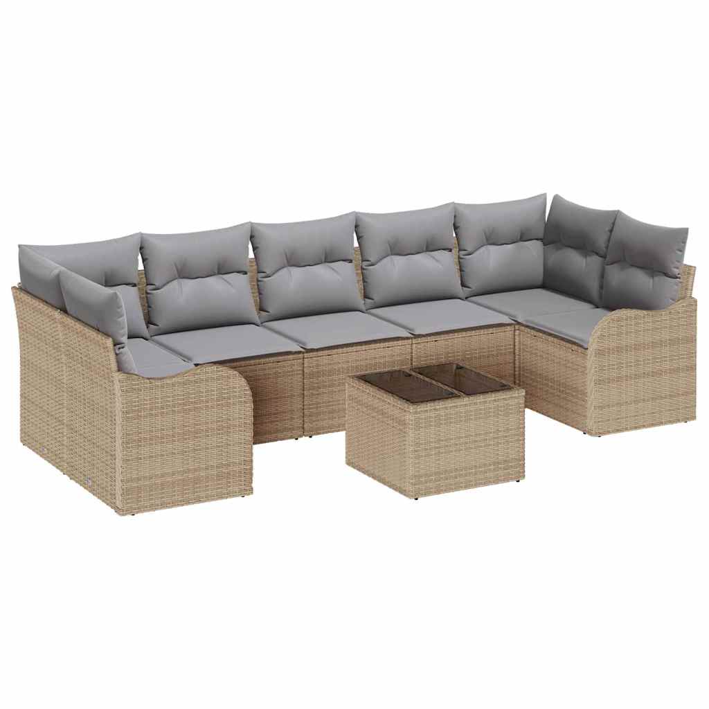vidaXL Zestaw Sof na Ogród z poduszką z poduszką 8 pcs Beżowy i szary