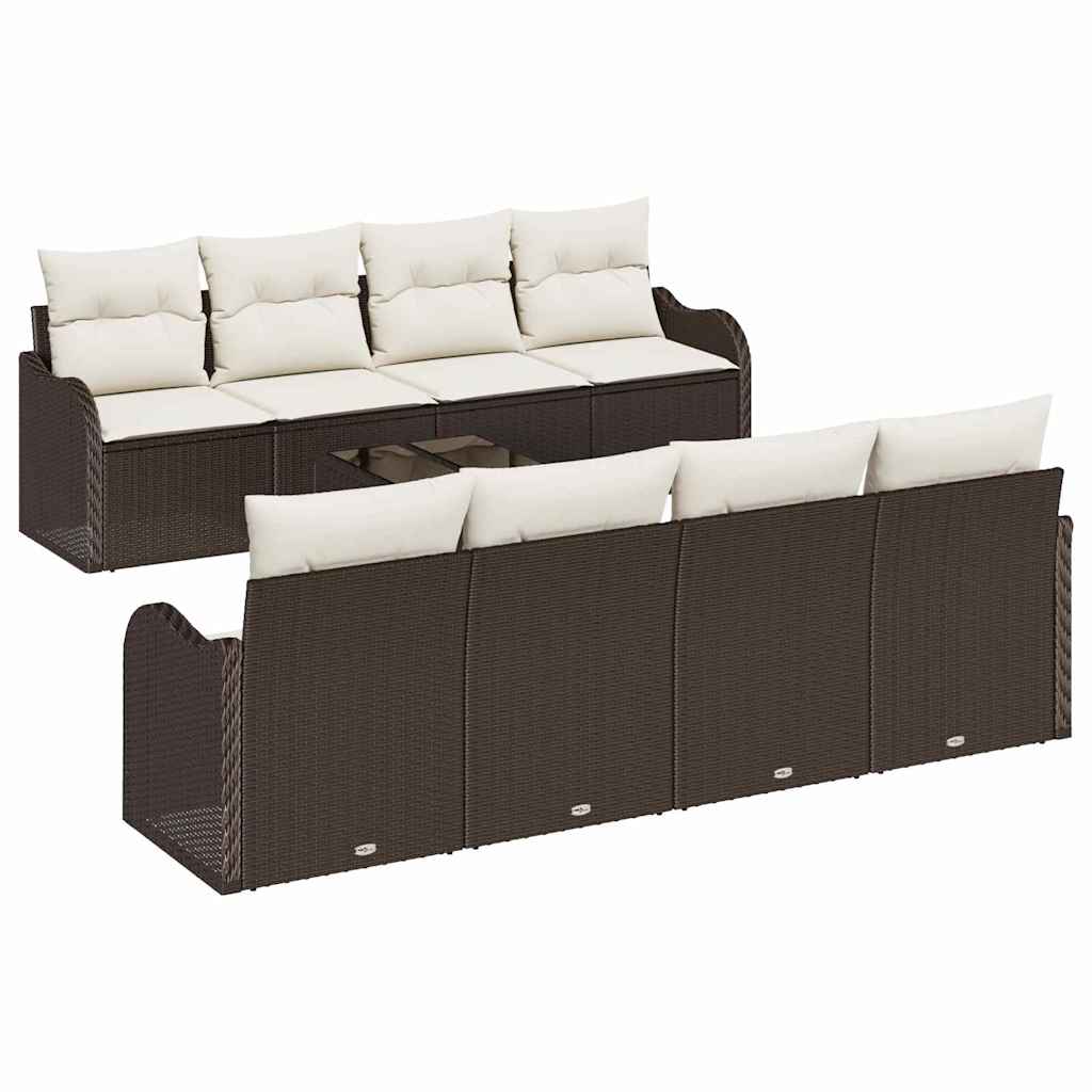 vidaXL Zestaw Sof na Ogród z poduszką 9 pcs Brązowy i Kremowy