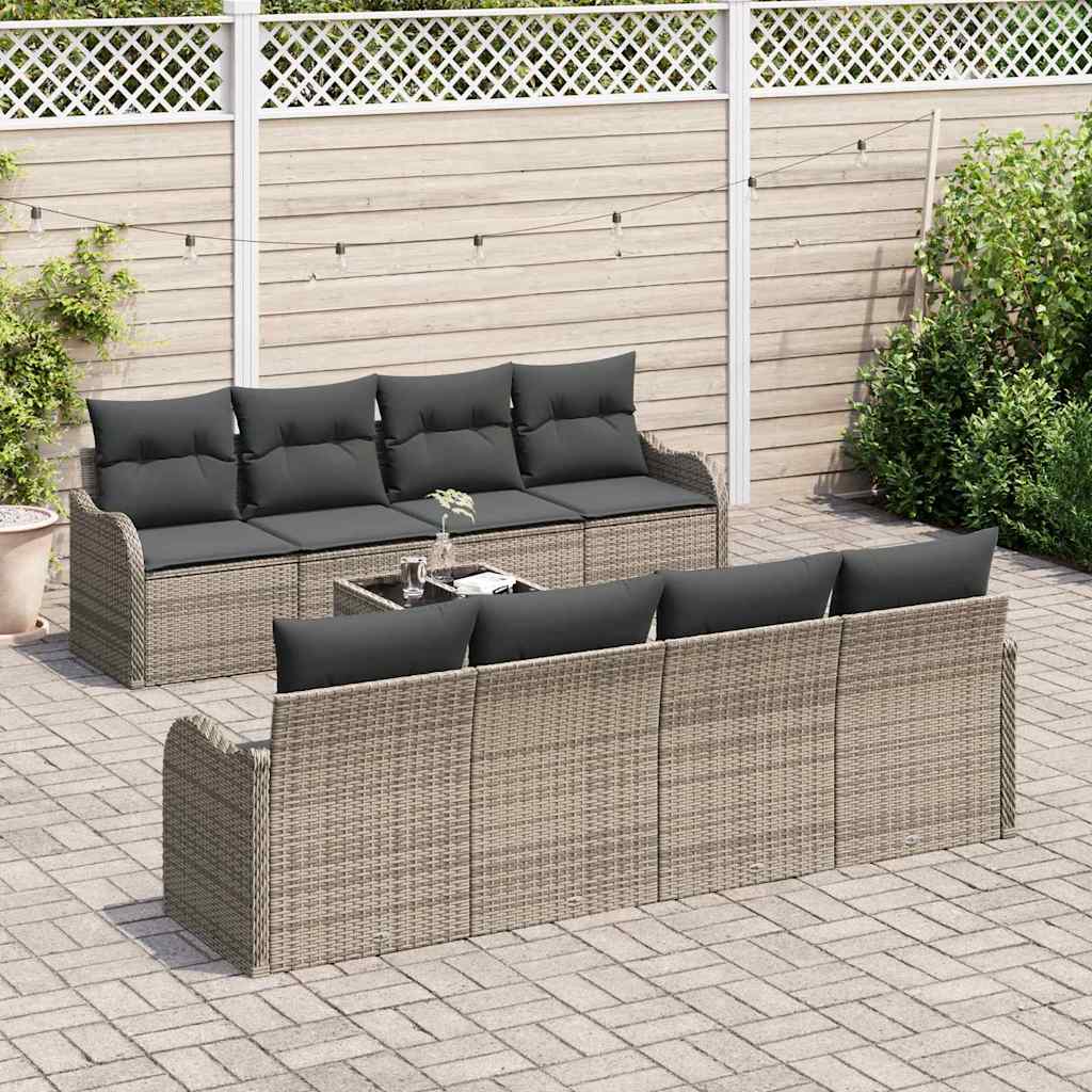 vidaXL Zestaw Sof na Ogród z poduszką z przechowywaniem 9 pcs Szary