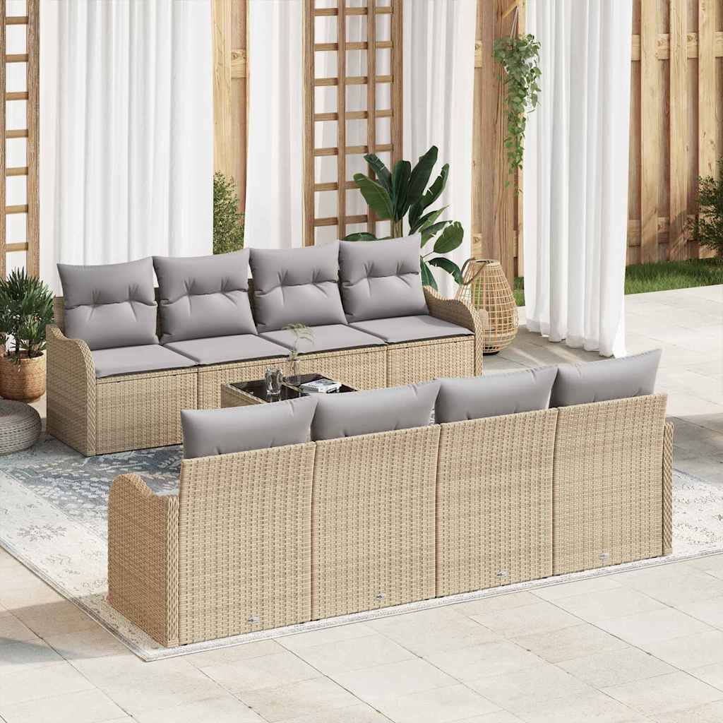 vidaXL Zestaw Sof na Ogród z poduszką z poduszką 9 pcs Beżowy i szary