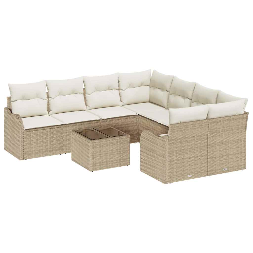 vidaXL Zestaw Sof na Ogród z poduszką 9 pcs Beżowy i kremowy