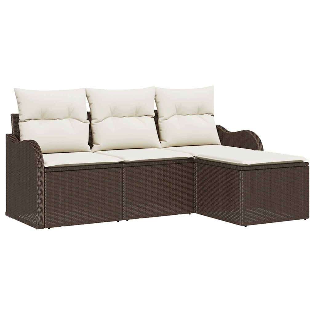 vidaXL Zestaw Sof na Ogród z przechowywaniem 4 pcs Brązowy polirattan