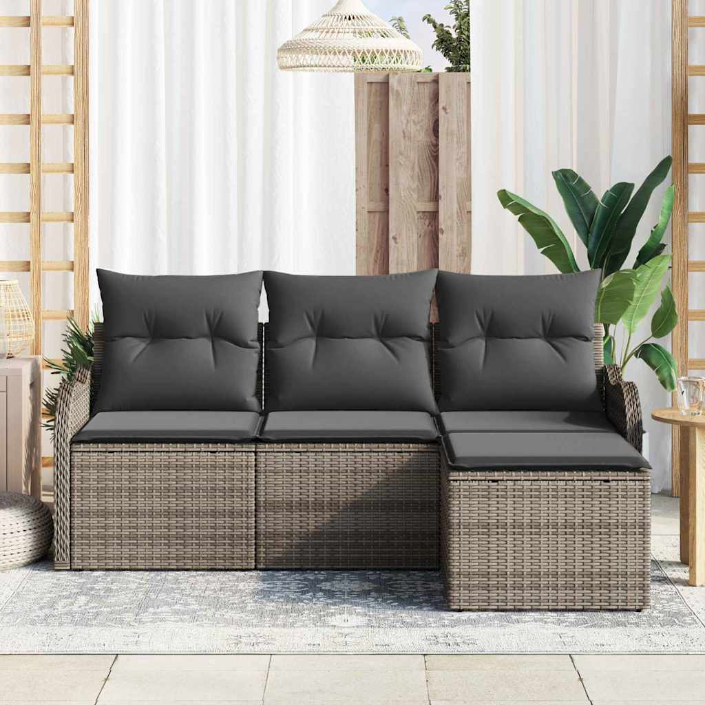 vidaXL Zestaw Sof na Ogród z przechowywaniem 4 pcs Szary polirattan