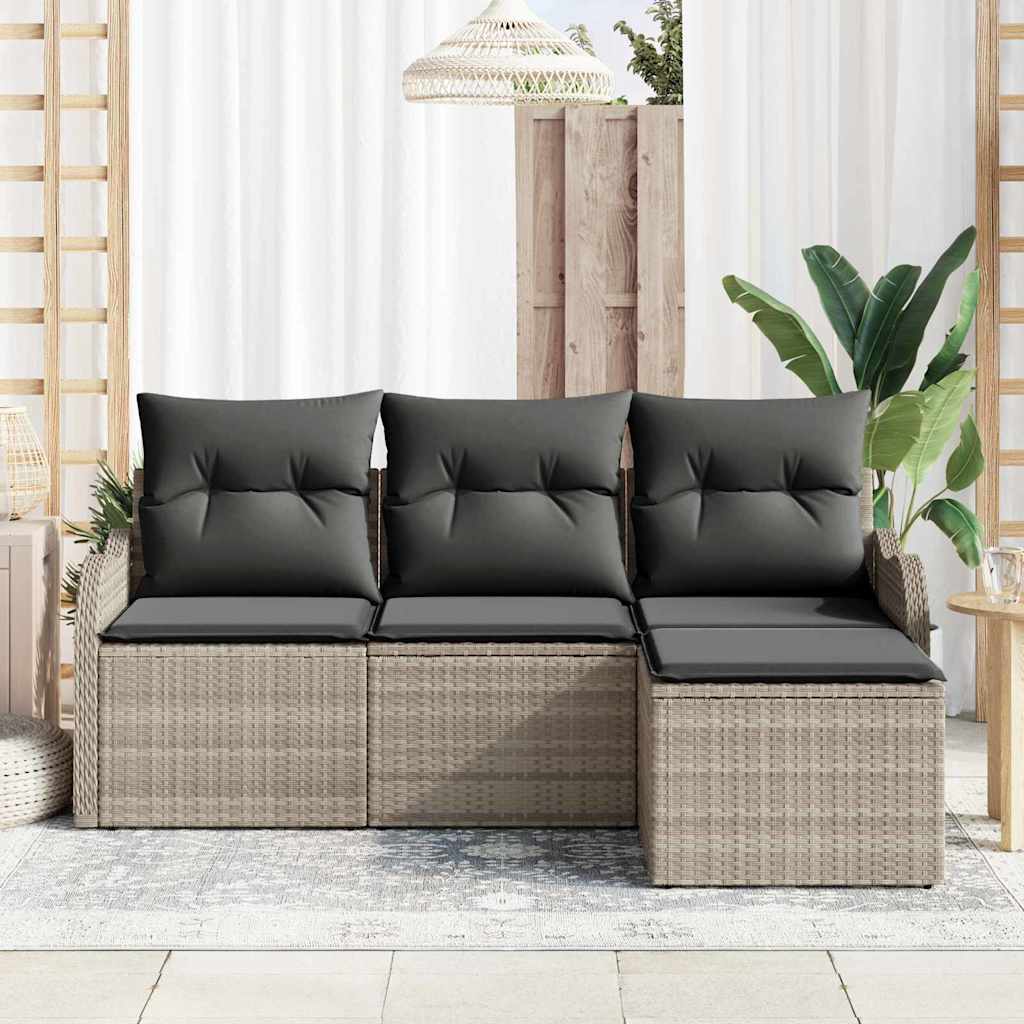 vidaXL Zestaw Sof na Ogród 4 pcs Jasnoszary polirattan