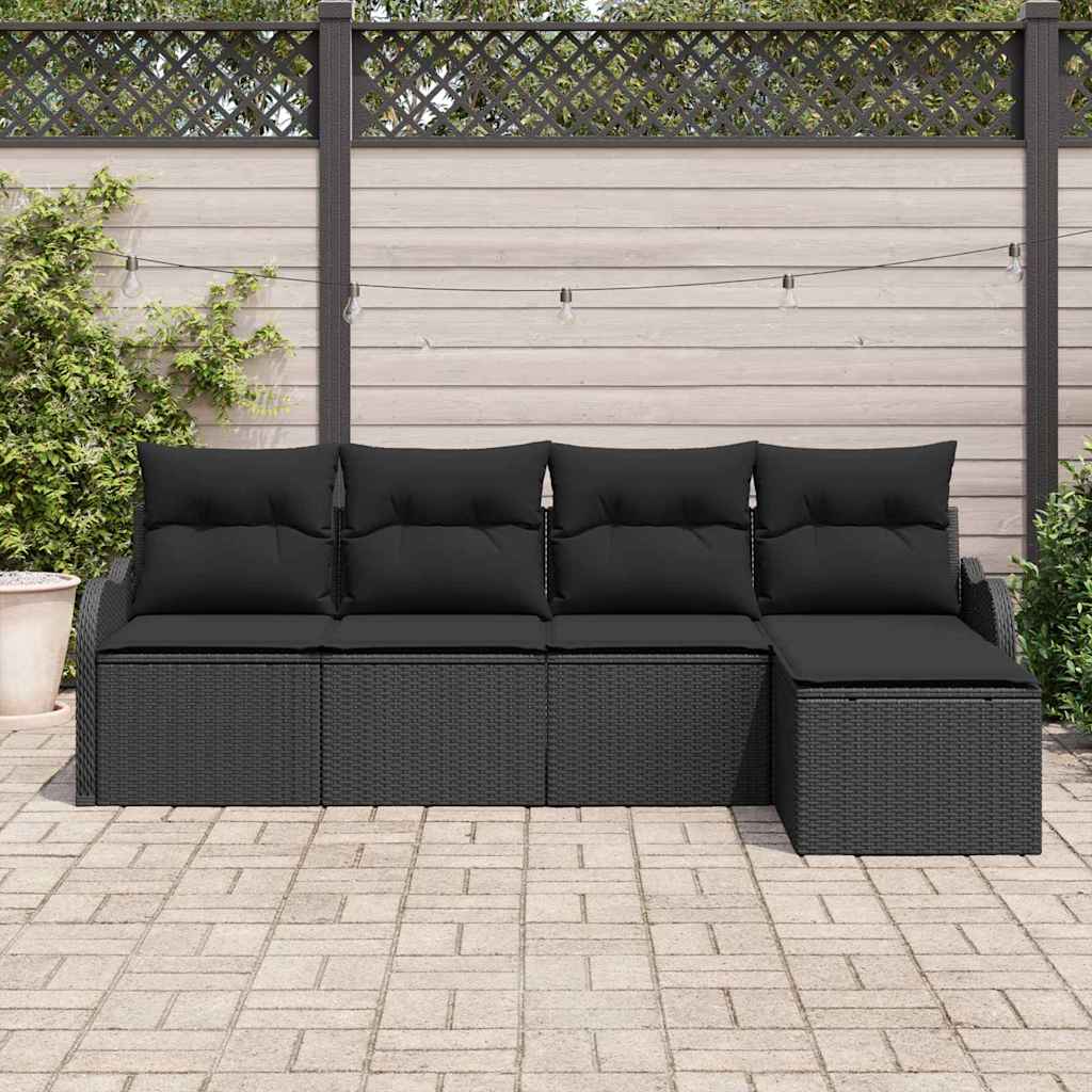 vidaXL Zestaw Sof na Ogród z przechowywaniem 5 pcs Czarny polirattan
