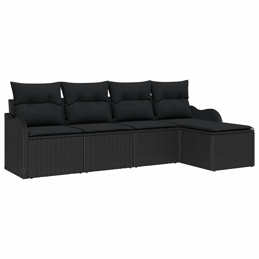 vidaXL Zestaw Sof na Ogród z przechowywaniem 5 pcs Czarny polirattan