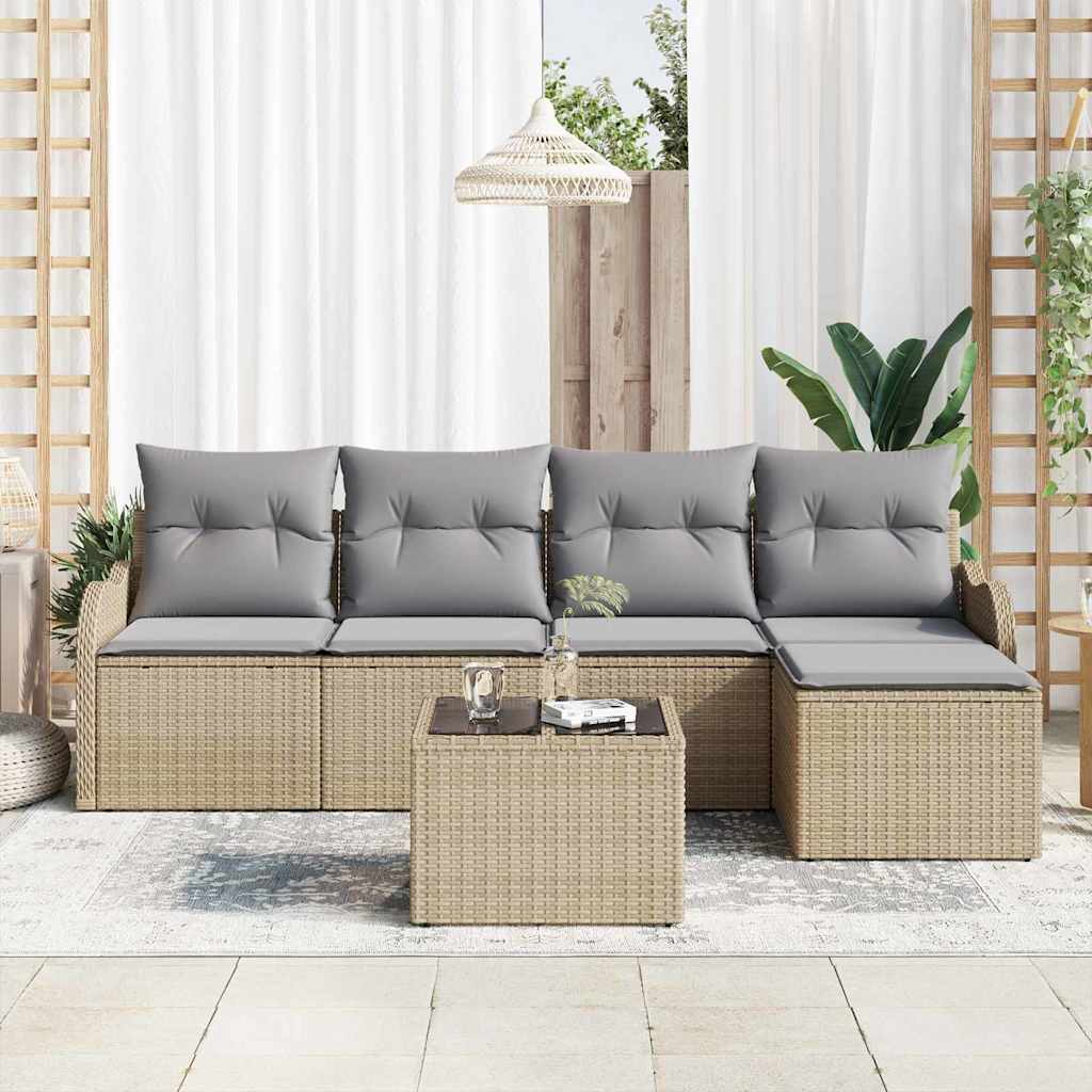 vidaXL Zestaw Sof na Ogród z poduszką 6 pcs Czarny Polirattan