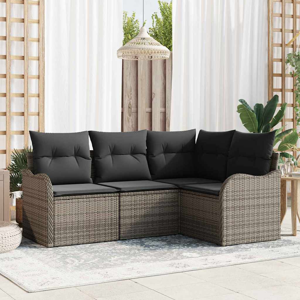 vidaXL Zestaw Sof na Ogród z przechowywaniem 4 pcs Szary polirattan