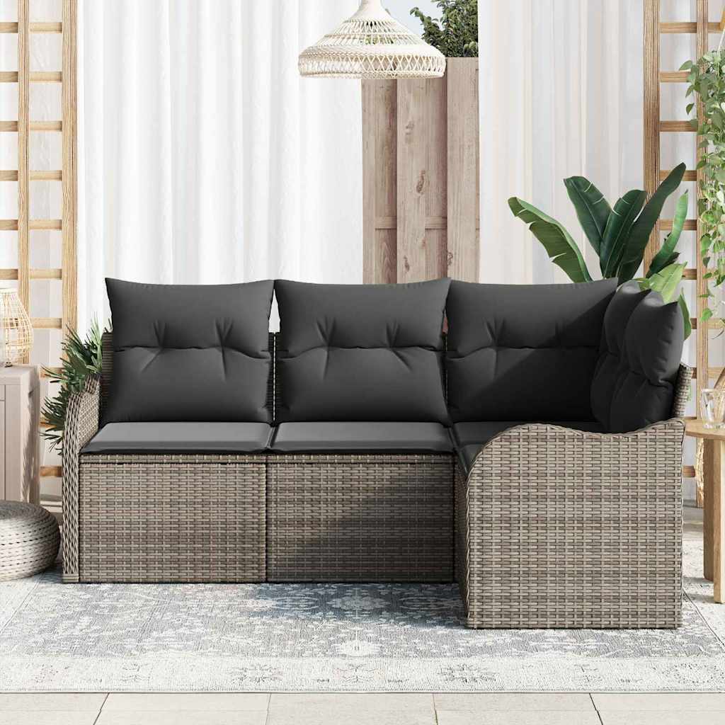 vidaXL Zestaw Sof na Ogród z przechowywaniem 4 pcs Szary polirattan