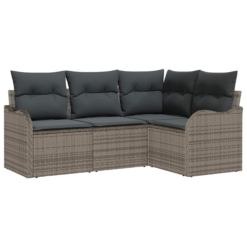 vidaXL Zestaw Sof na Ogród z przechowywaniem 4 pcs Szary polirattan