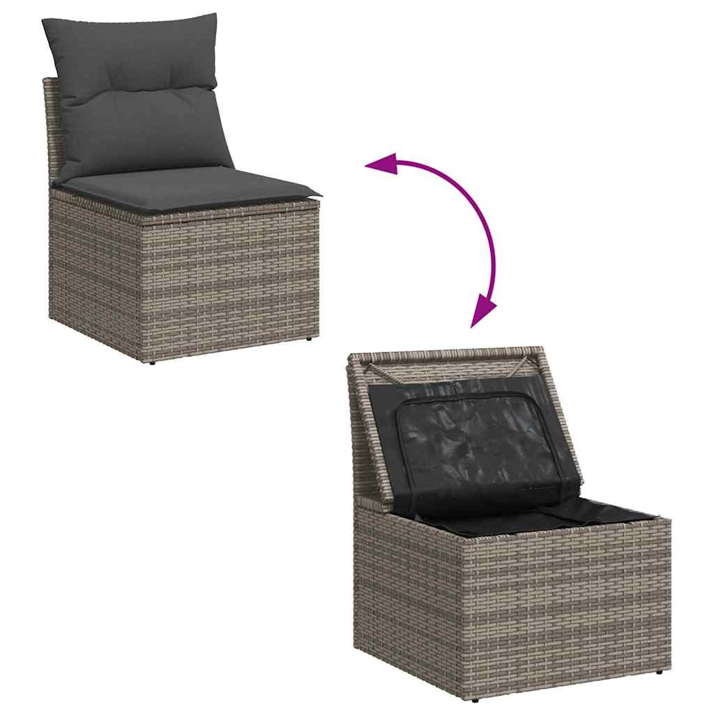 vidaXL Zestaw Sof na Ogród z przechowywaniem 4 pcs Szary polirattan