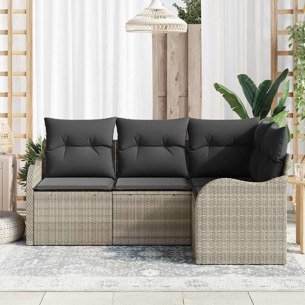vidaXL Zestaw Sof na Ogród 4 pcs Jasnoszary polirattan
