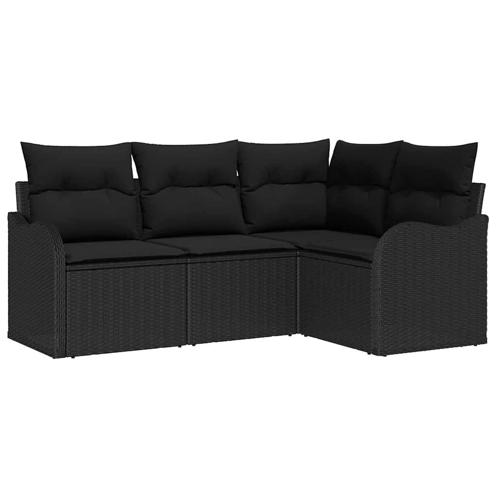 vidaXL Zestaw Sof na Ogród z przechowywaniem 4 pcs Czarny polirattan
