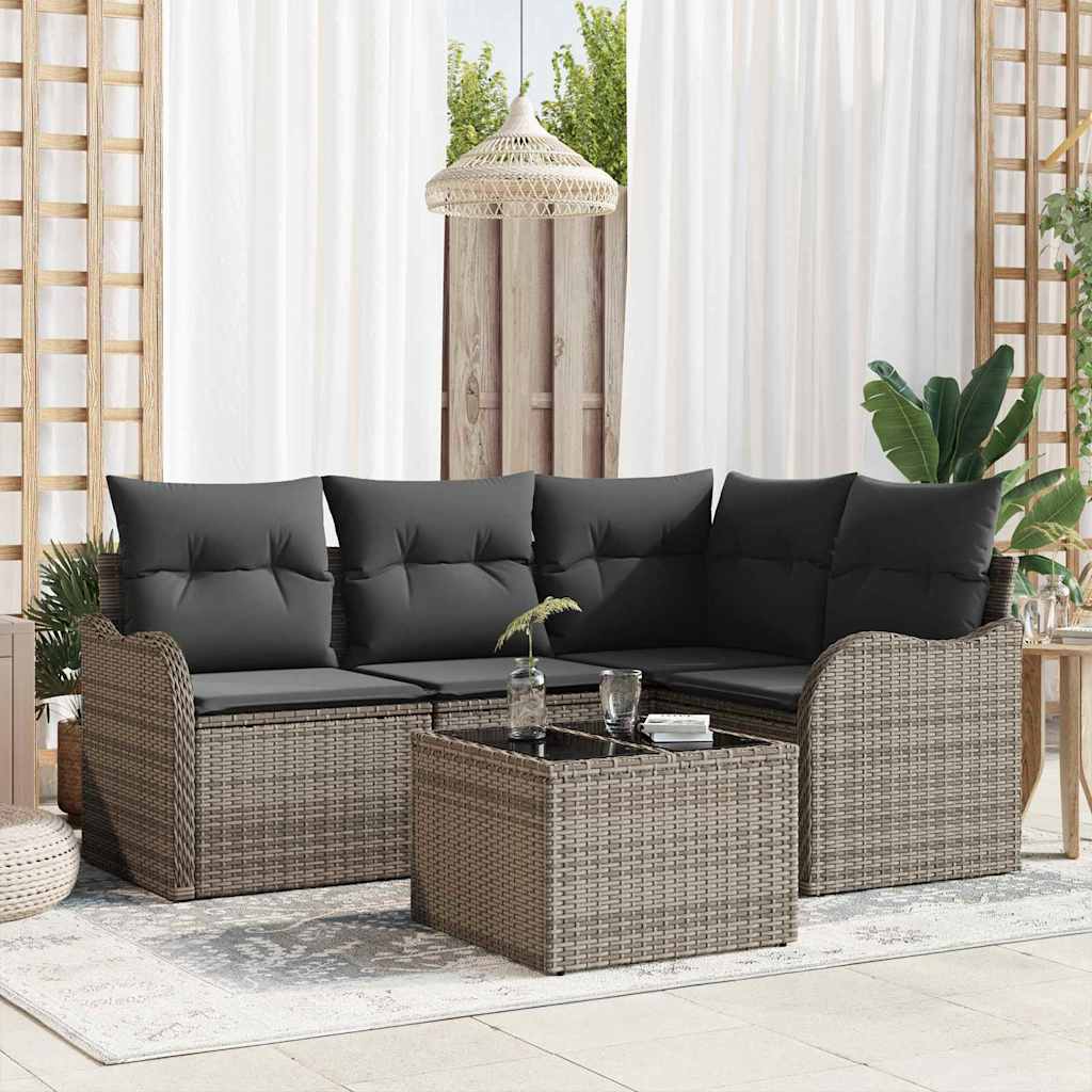vidaXL Zestaw Sof na Ogród z przechowywaniem 5 pcs Czarny polirattan