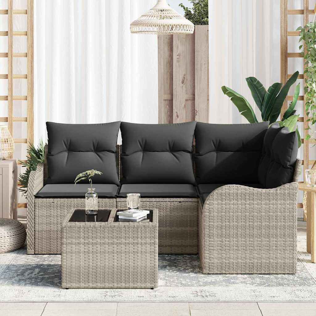 vidaXL Zestaw Sof na Ogród z przechowywaniem 5 pcs Szary polirattan