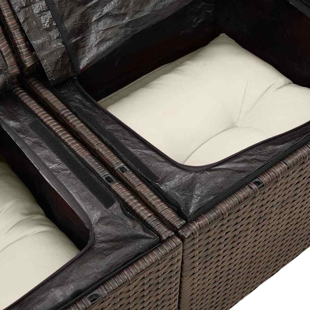 vidaXL Zestaw Sof na Ogród z przechowywaniem 5 pcs Brązowy polirattan