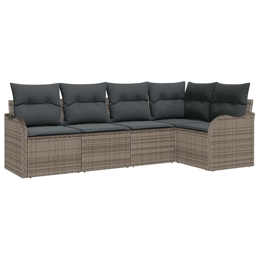 vidaXL Zestaw Sof na Ogród z przechowywaniem 5 pcs Szary polirattan