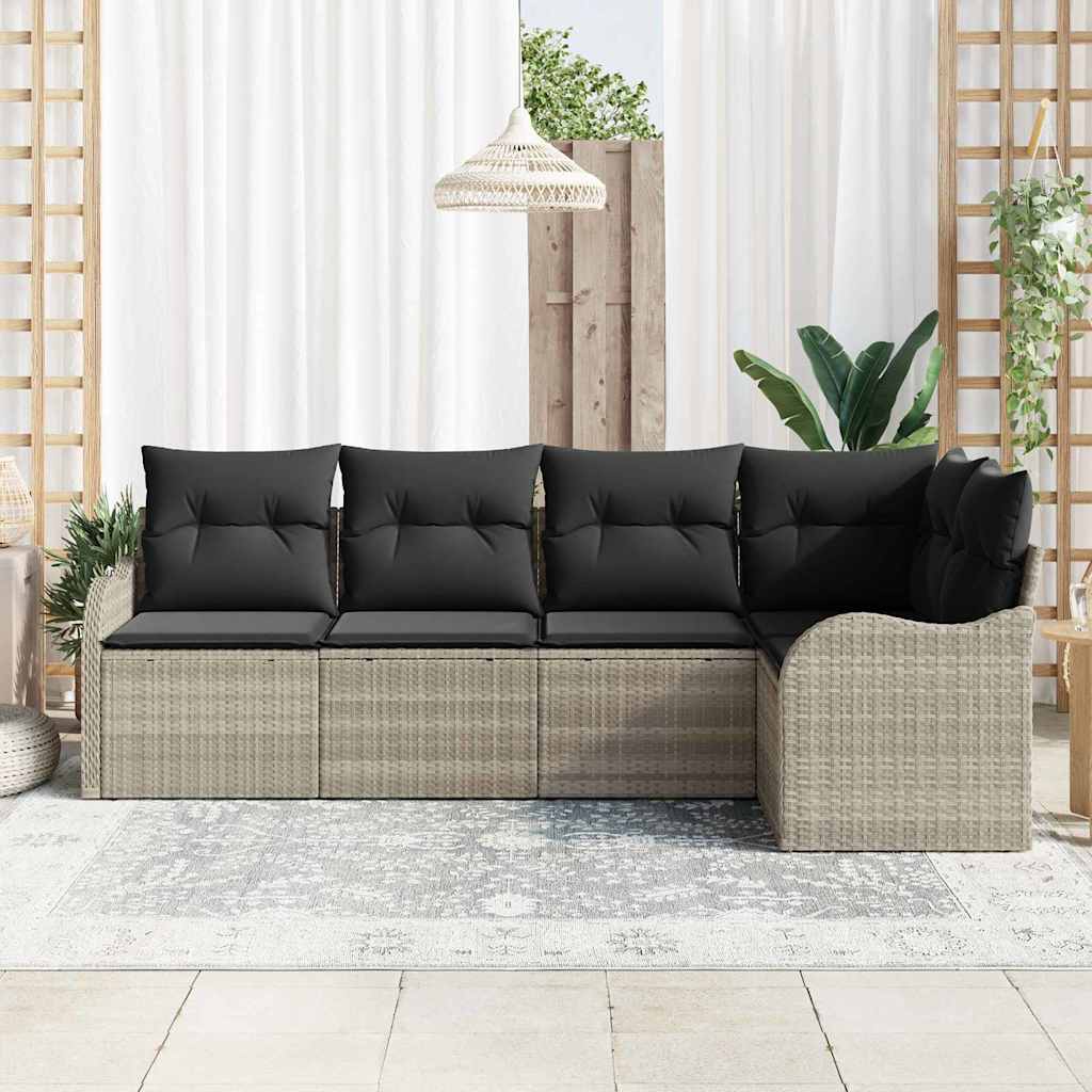 vidaXL Zestaw Sof na Ogród 5 pcs Jasnoszary polirattan