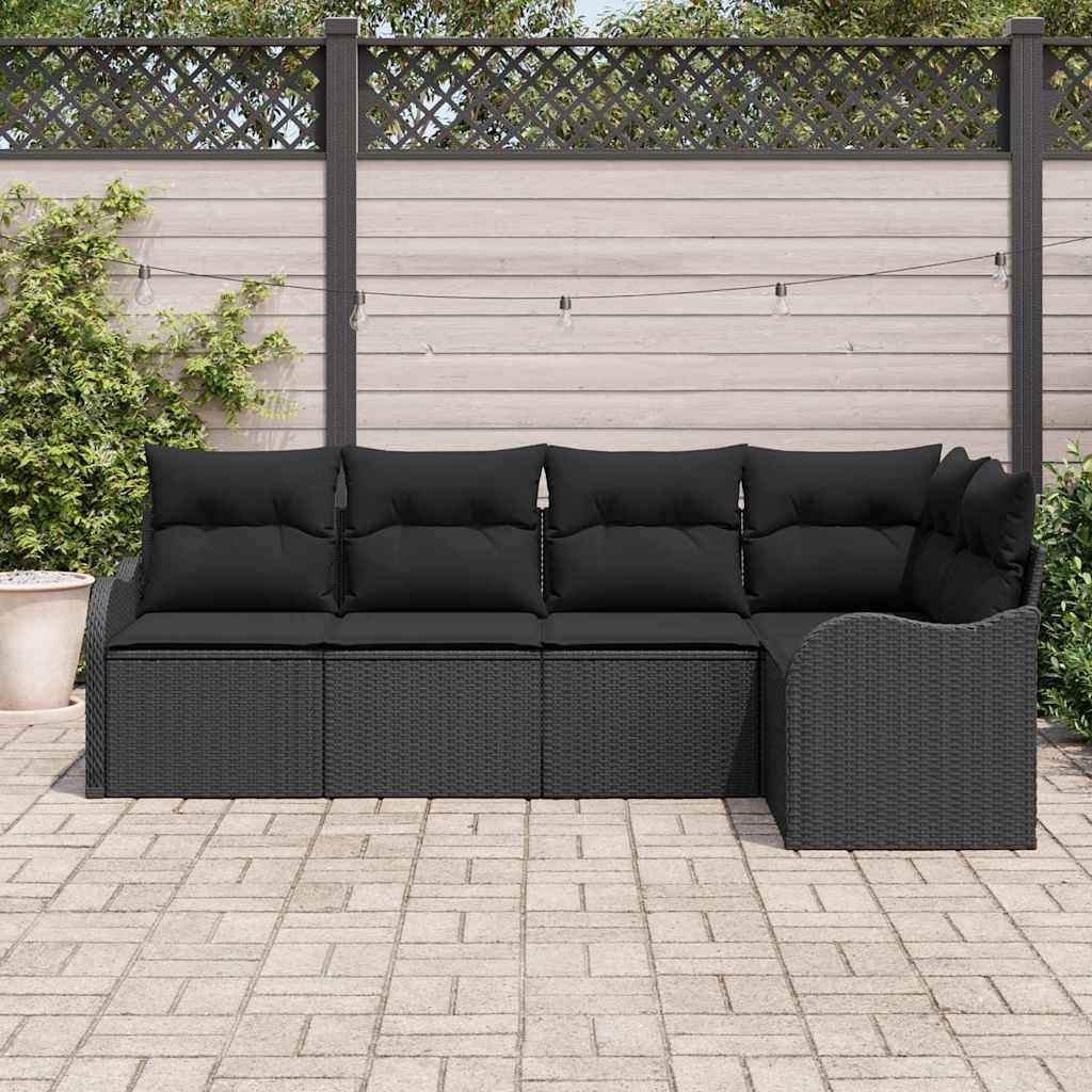 vidaXL Zestaw Sof na Ogród z przechowywaniem 5 pcs Czarny polirattan