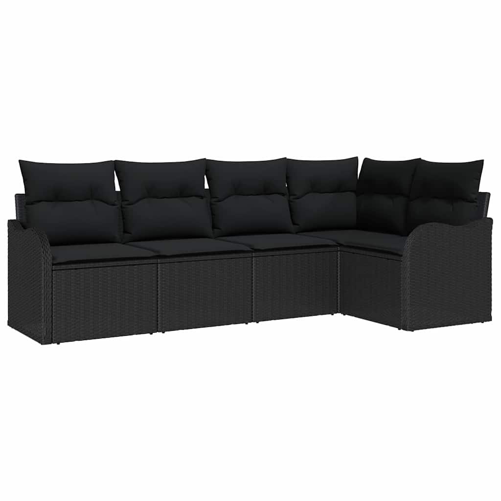 vidaXL Zestaw Sof na Ogród z przechowywaniem 5 pcs Czarny polirattan