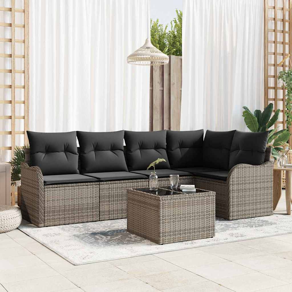vidaXL Zestaw Sof na Ogród z przechowywaniem 6 pcs Szary polirattan