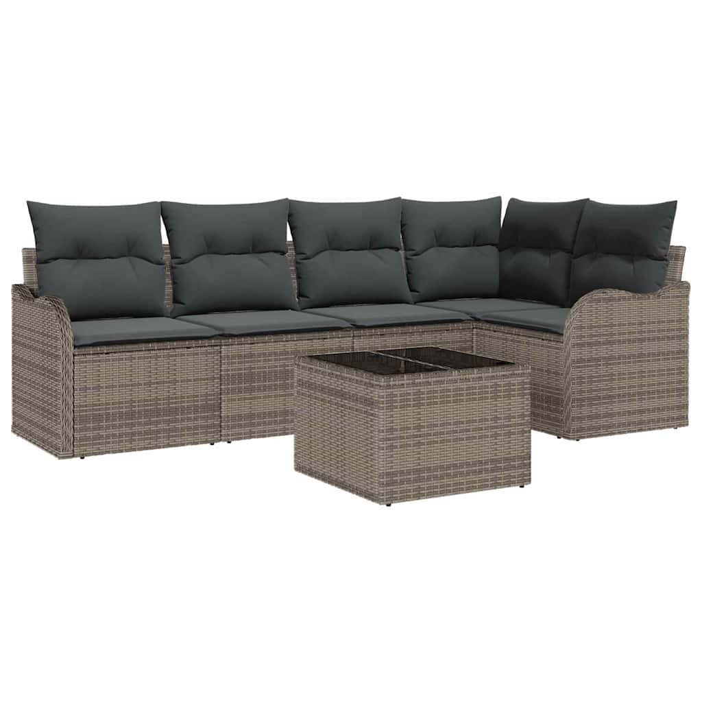 vidaXL Zestaw Sof na Ogród z przechowywaniem 6 pcs Szary polirattan
