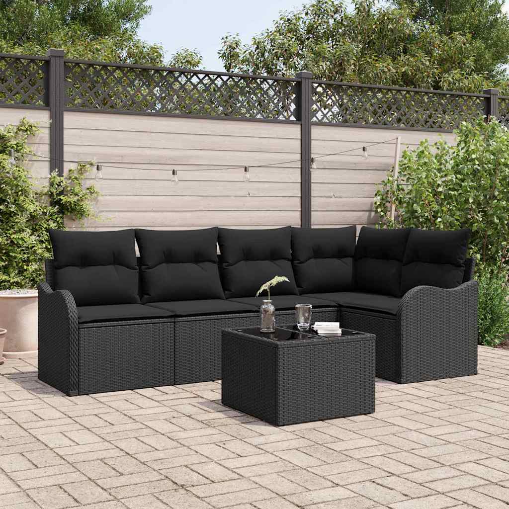 vidaXL Zestaw Sof na Ogród z przechowywaniem 6 pcs Czarny polirattan