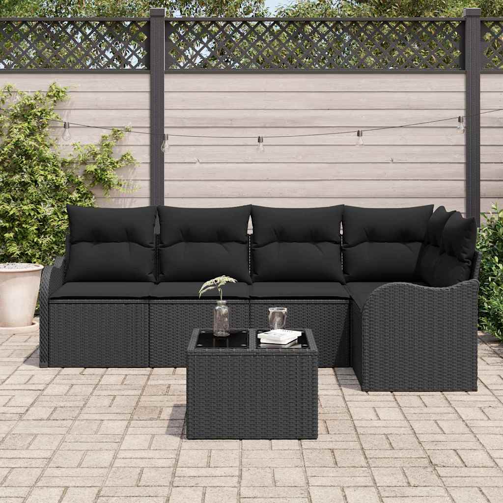 vidaXL Zestaw Sof na Ogród z przechowywaniem 6 pcs Czarny polirattan