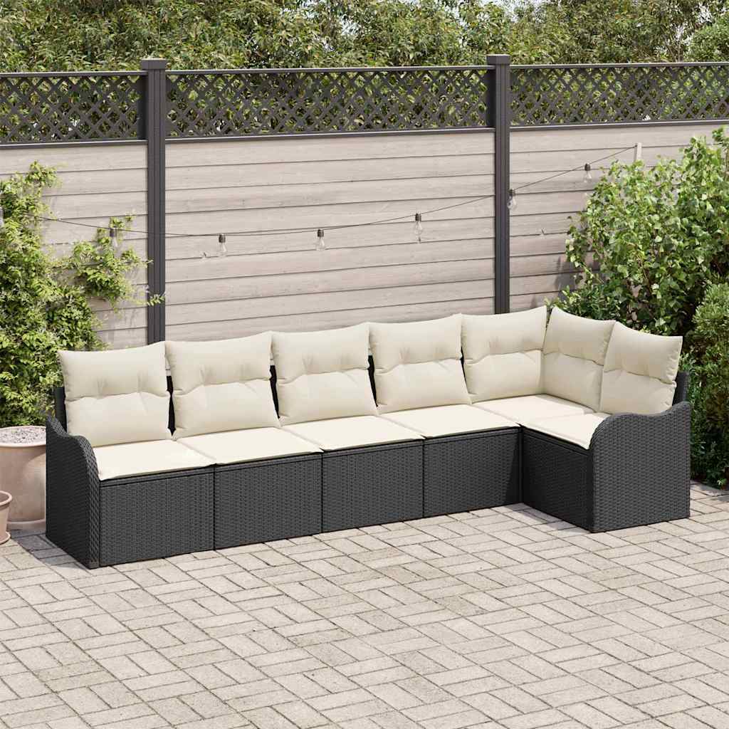 vidaXL Zestaw Sof na Ogród z przechowywaniem 6 pcs Czarny polirattan