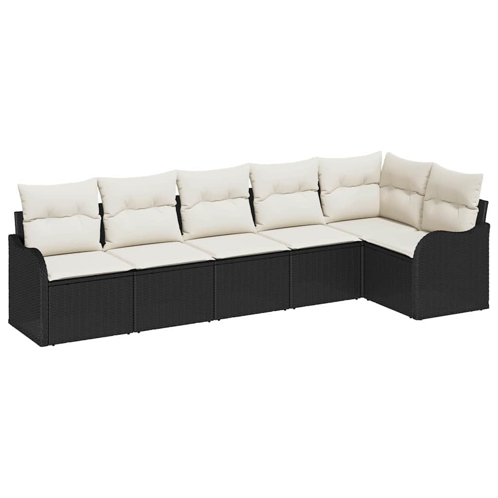 vidaXL Zestaw Sof na Ogród z przechowywaniem 6 pcs Czarny polirattan