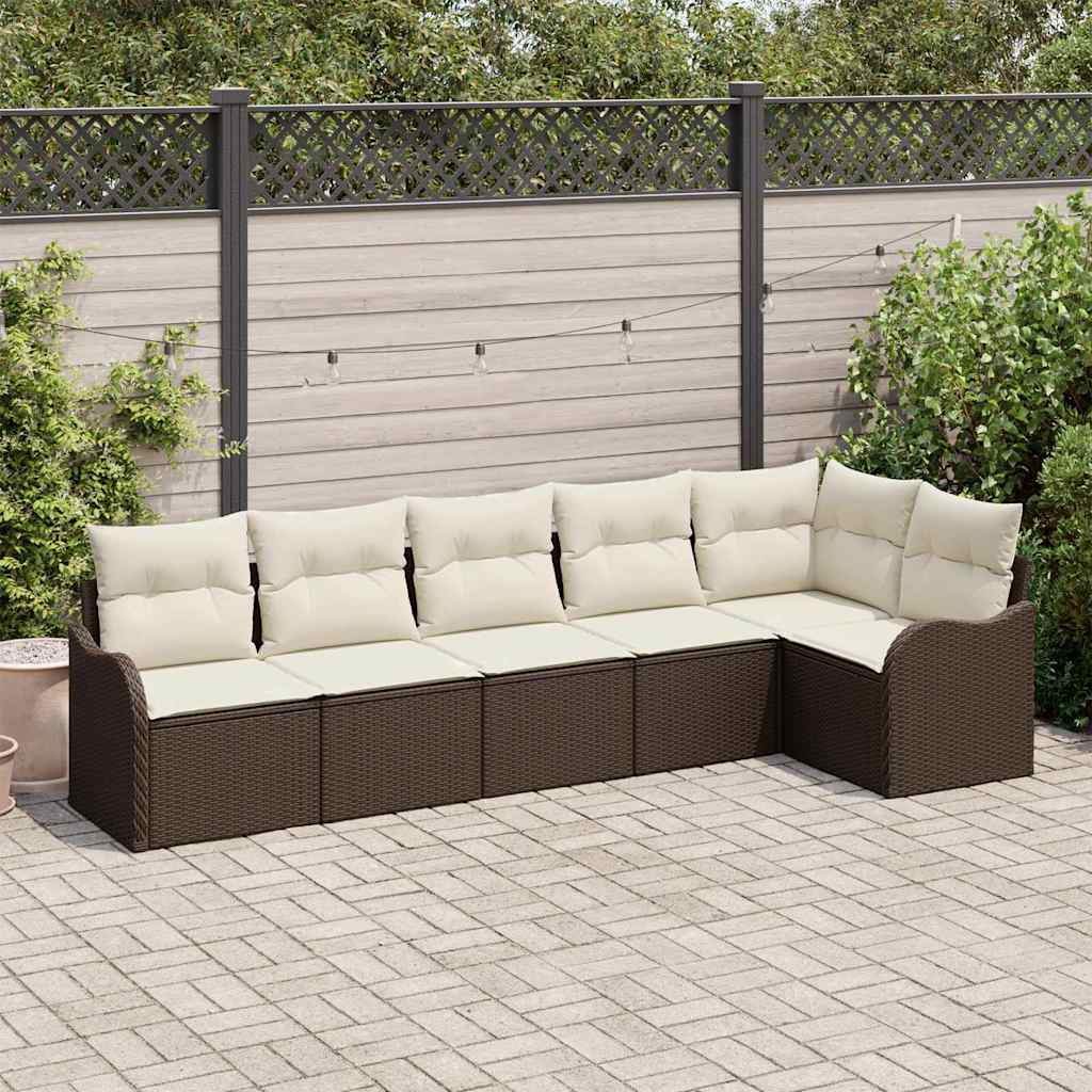 vidaXL Zestaw Sof na Ogród z przechowywaniem 6 pcs Brązowy polirattan