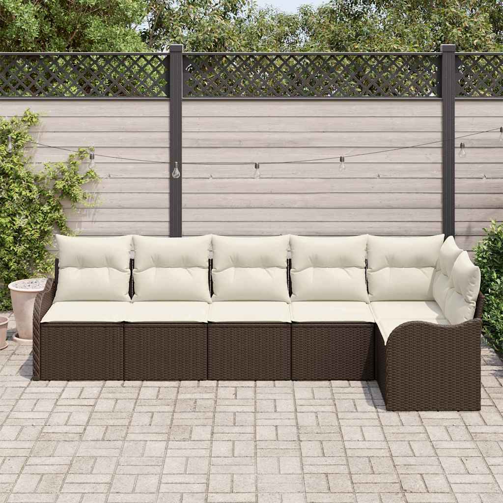 vidaXL Zestaw Sof na Ogród z przechowywaniem 6 pcs Brązowy polirattan