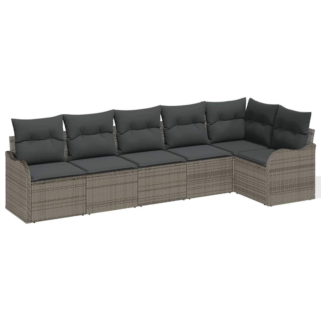 vidaXL Zestaw Sof na Ogród z przechowywaniem 6 pcs Szary polirattan