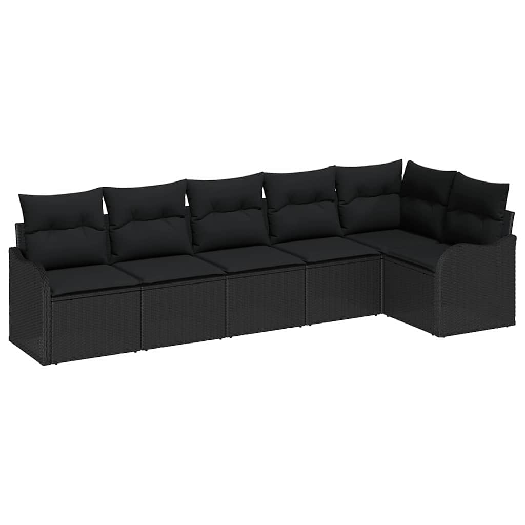 vidaXL Zestaw Sof na Ogród z przechowywaniem 6 pcs Czarny polirattan