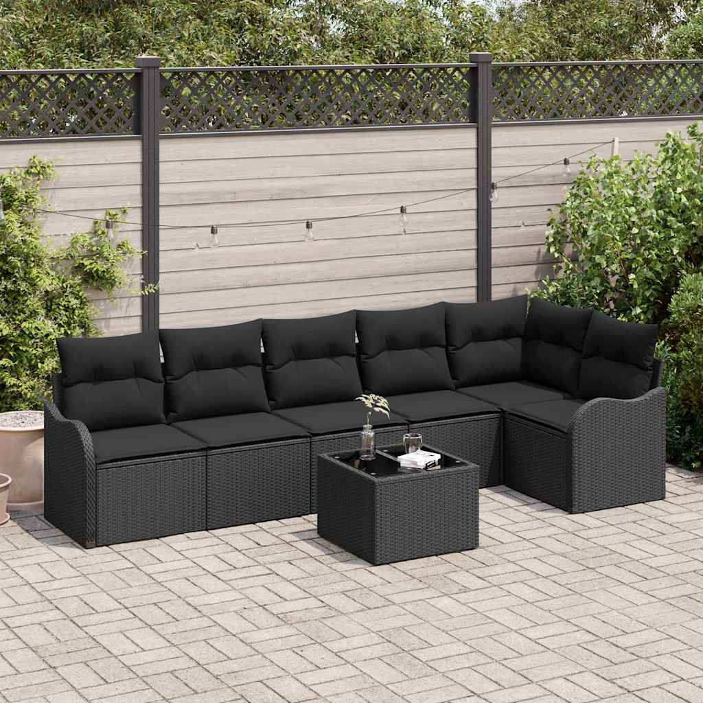 vidaXL Zestaw Sof na Ogród z poduszką 7 pcs Beżowy Polirattan