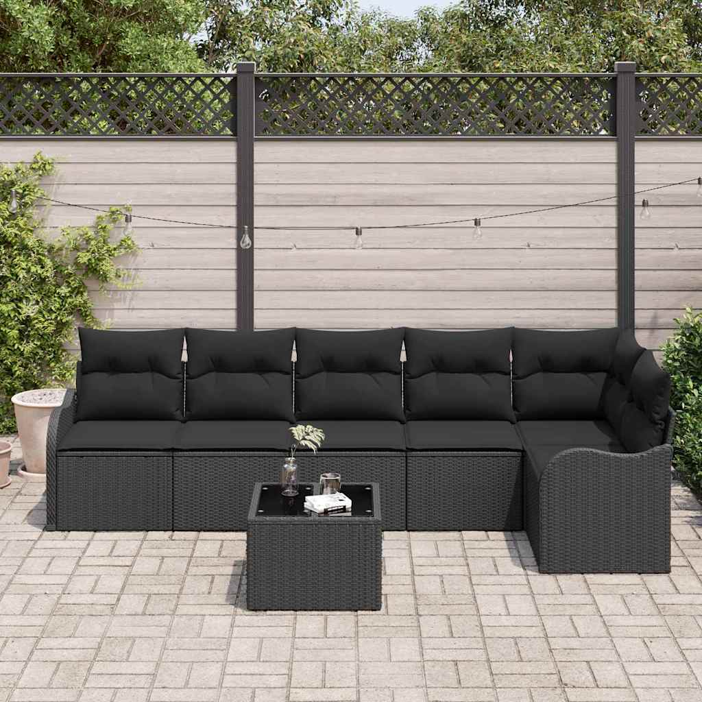vidaXL Zestaw Sof na Ogród z poduszką 7 pcs Beżowy Polirattan