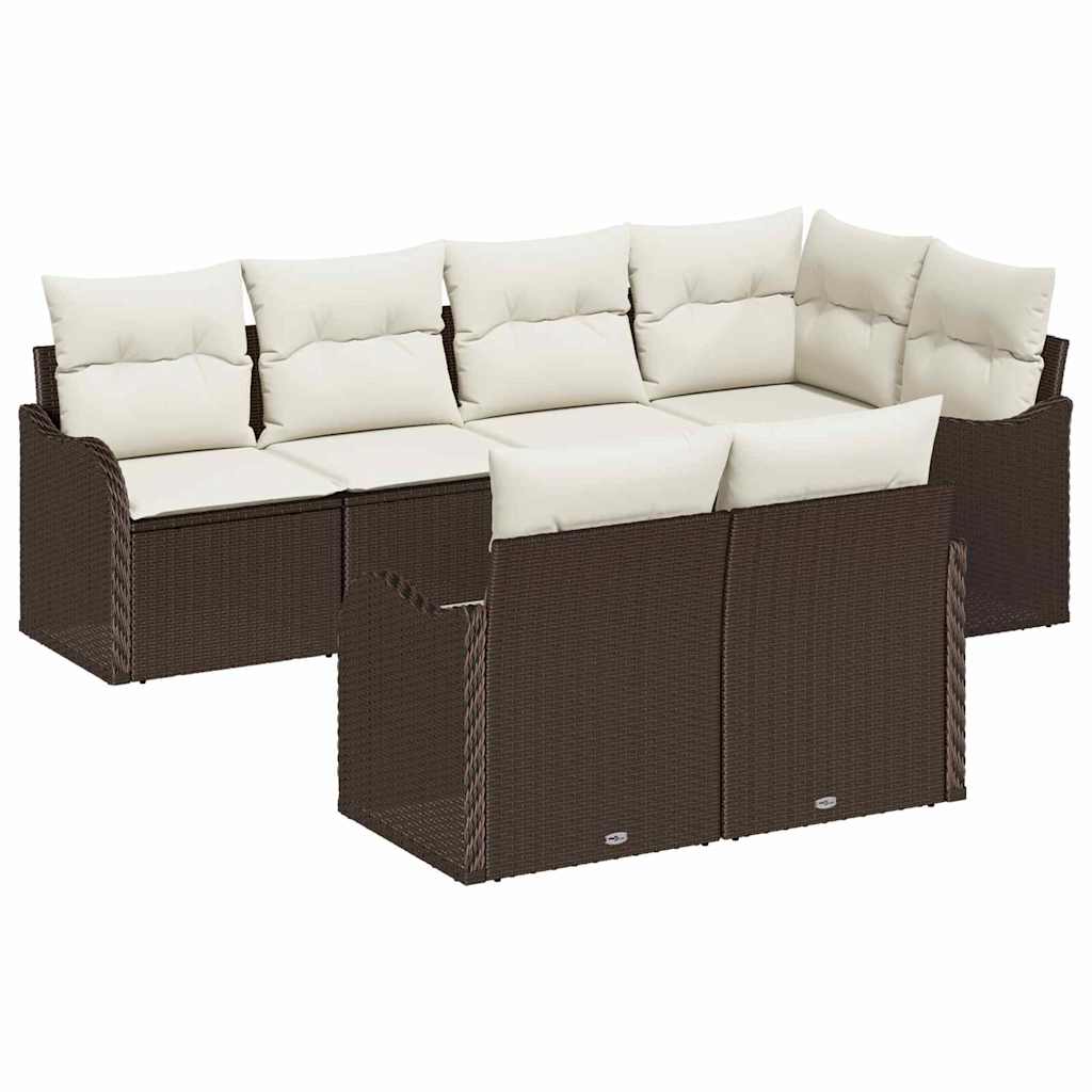 vidaXL Zestaw Sof na Ogród z przechowywaniem 7 pcs Brązowy Polirattan