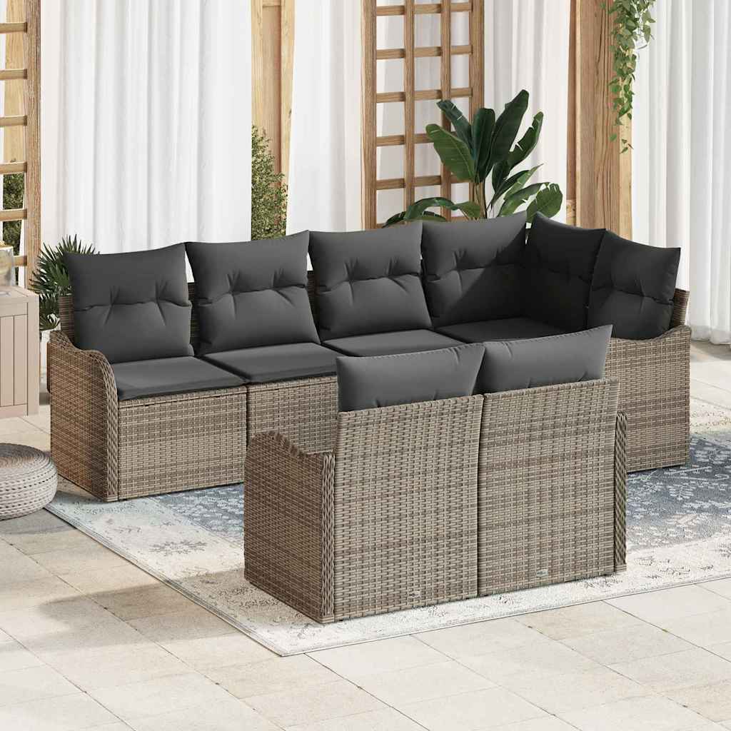 vidaXL Zestaw Sof na Ogród z przechowywaniem 7 pcs Szary Polirattan