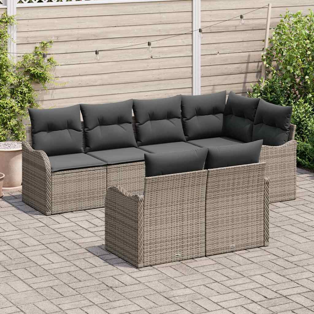 vidaXL Zestaw Sof na Ogród z przechowywaniem 7 pcs Szary Polirattan