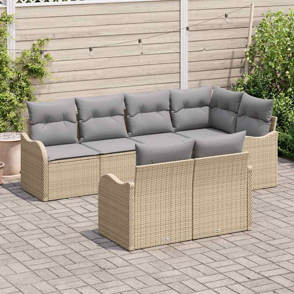 vidaXL Zestaw Sof na Ogród z przechowywaniem 7 pcs Beżowy Polirattan