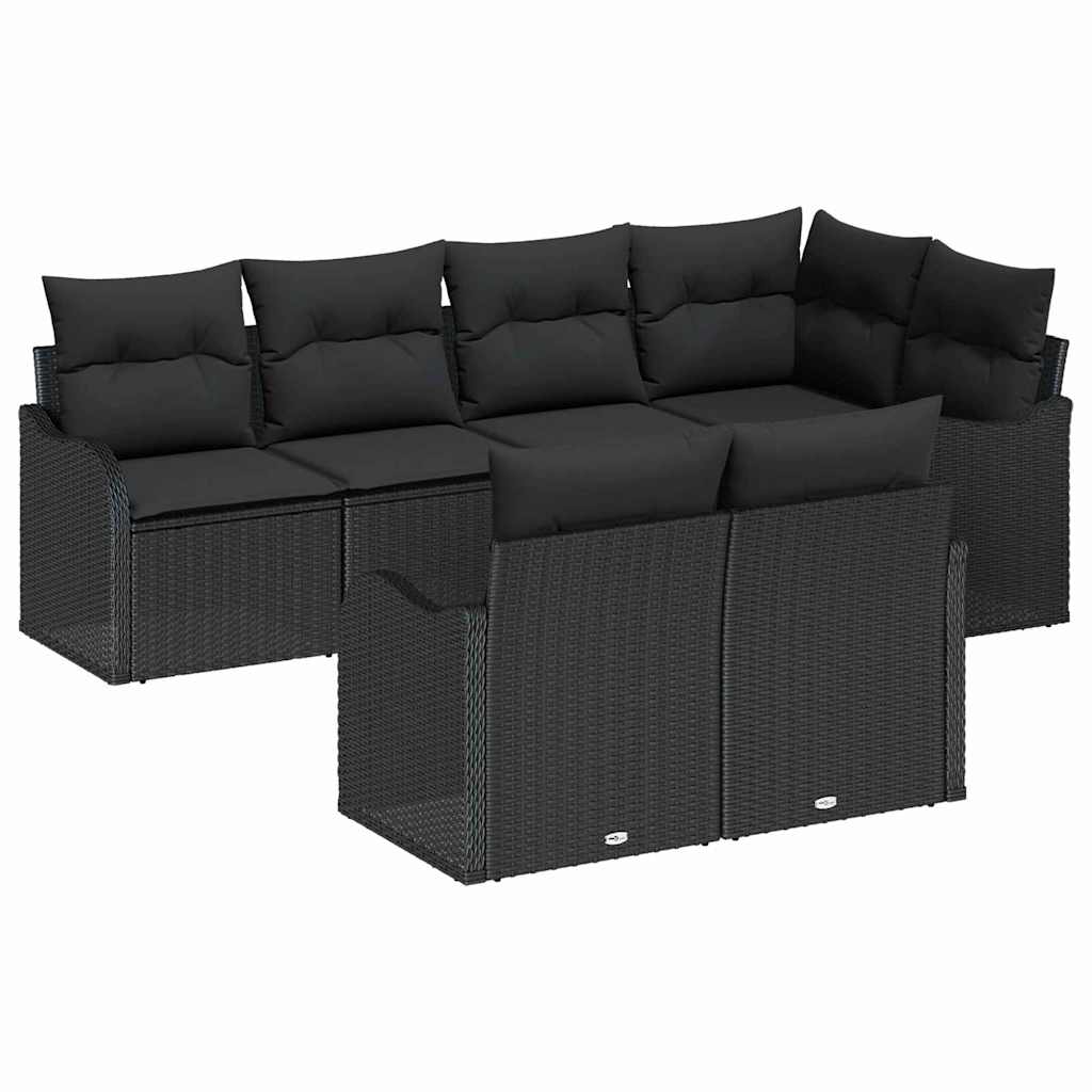 vidaXL Zestaw Sof na Ogród z przechowywaniem 7 pcs Czarny Polirattan