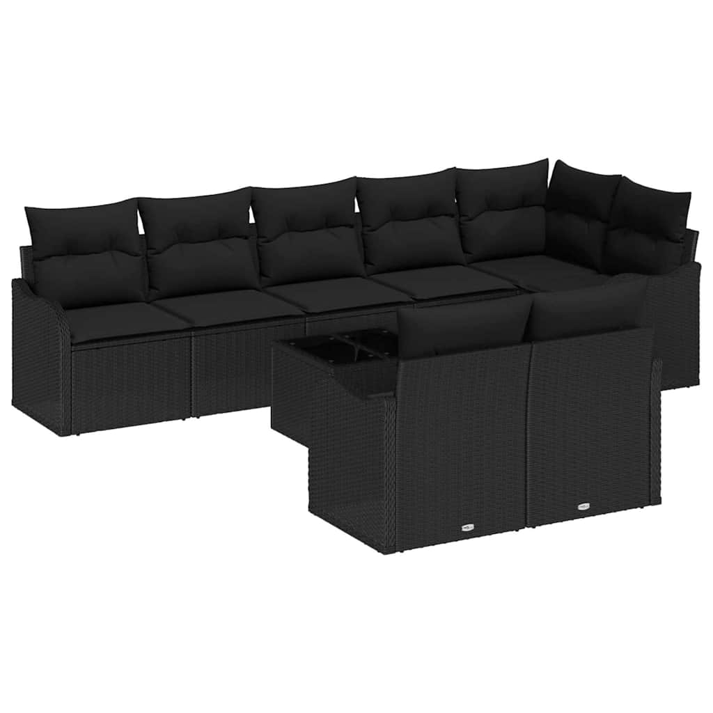 vidaXL Zestaw Sof na Ogród z przechowywaniem 9 pcs Czarny polirattan