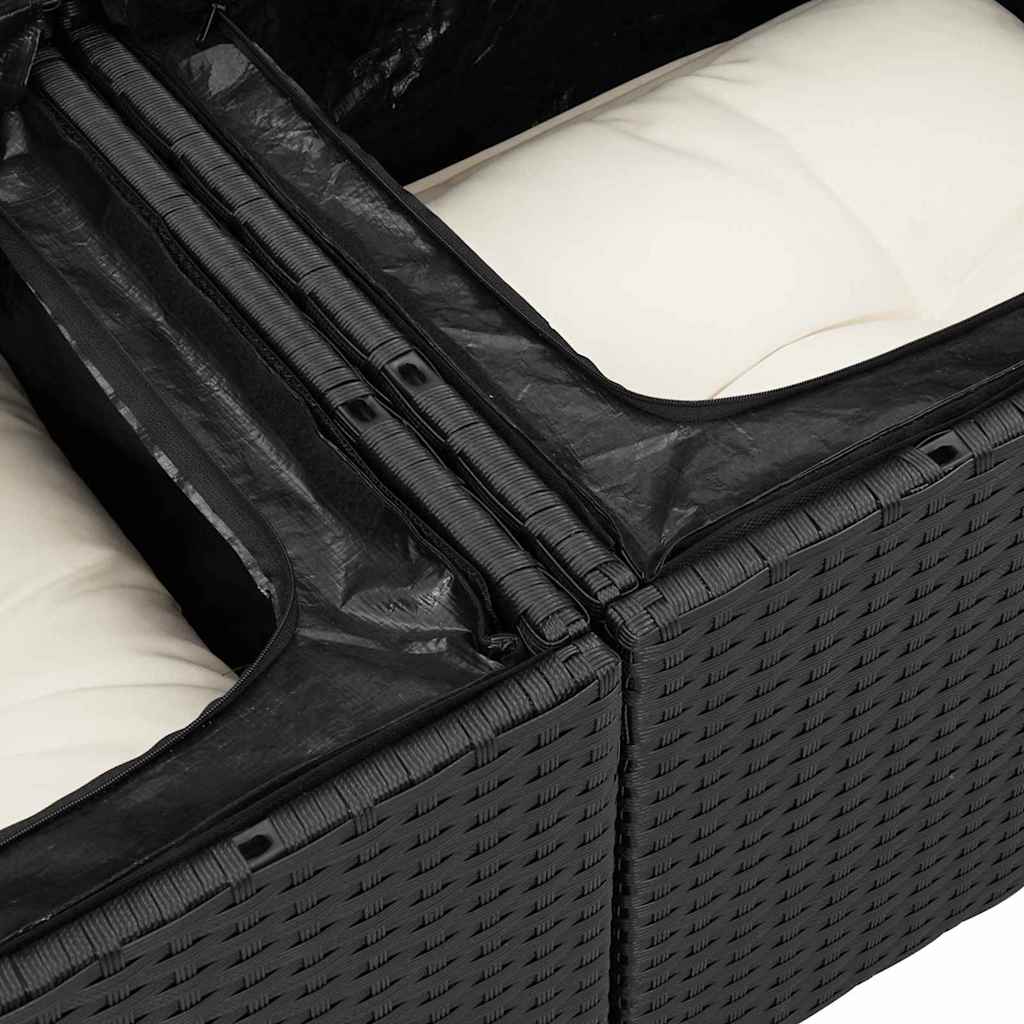 vidaXL Zestaw Sof na Ogród z poduszką 7 pcs Czarny i biały Polirattan