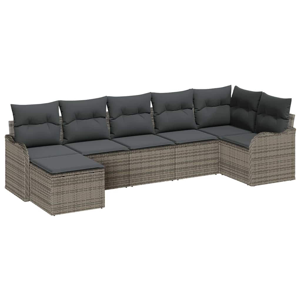 vidaXL Zestaw Sof na Ogród z przechowywaniem 7 pcs Szary polirattan