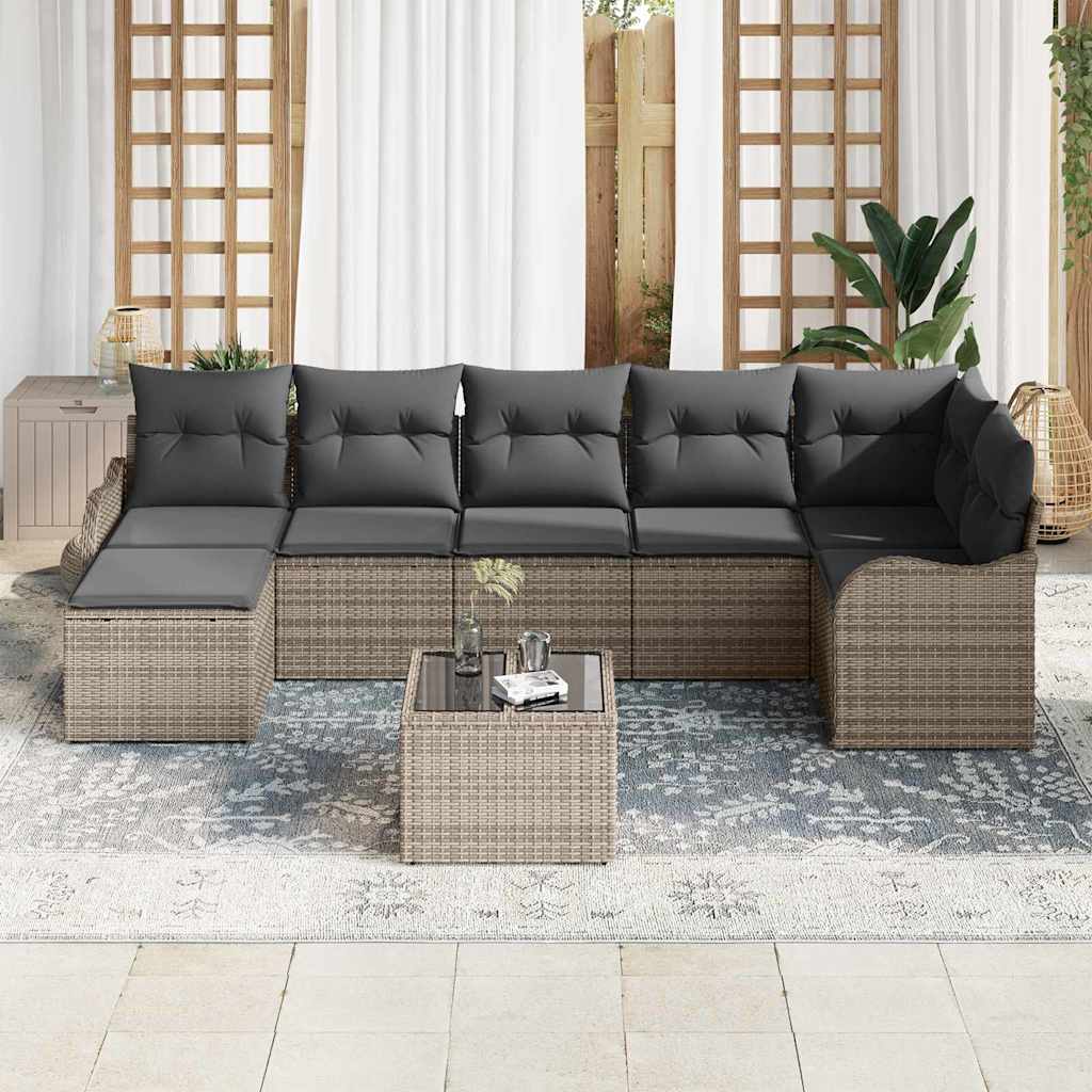 vidaXL Zestaw Sof na Ogród z poduszką 8 pcs Szary Polirattan